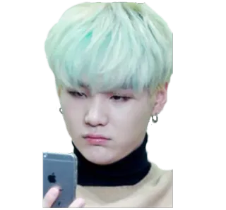 ☹️ Suga 슈가, BTS, K팝, 가수, 민트머리 whatsapp sticker