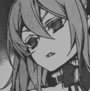 😑 Anime, Manga, Mädchen, Porträt, Monochrom telegram sticker