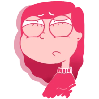 😔 cartoon, pink, character, illustration, woman telegram sticker
