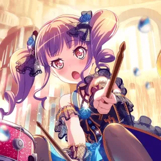 🤨 chica anime, baterista, dibujos animados, música, mujer, baquetas, linda telegram sticker