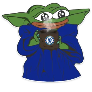 ☕ Pepe the Frog 페페, 개구리, 밈, 첼시, 축구 클럽, 첼시 FC, 커피 telegram sticker