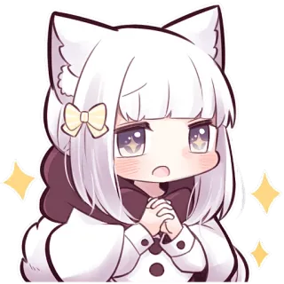 🤩 каваий, аниме, девушка-кошка, чиби, милый, наклейка telegram sticker