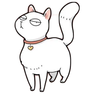 😒 gato, desenho animado, animal, animal de estimação, gato branco, gato engraçado whatsapp sticker