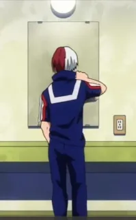 ❄️ Shoto Todoroki My Hero Academia Shoto Todoroki, My Hero Academia, Anime, Mycie zębów, Lustro, Postać telegram sticker