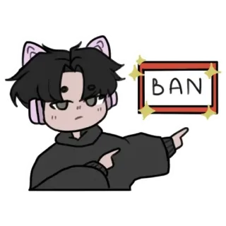 ⚪️ BAN zakaz, anime, postać, kocie uszy telegram sticker