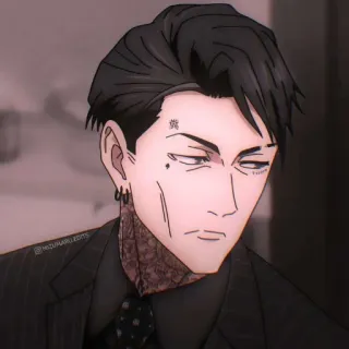 🖤 Аниме, Мужчина, Персонаж, Татуировки, Костюм, Портрет telegram sticker