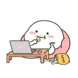 🪃 CHIPS Hoạt hình, Đồ ăn vặt, Khoai tây chiên, Máy tính xách tay, Dễ thương telegram sticker
