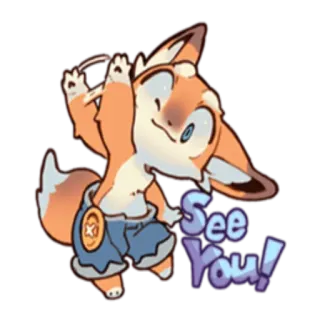 🙃 See You! vos, cartoon, schattig, dier, groet, vaarwel telegram sticker