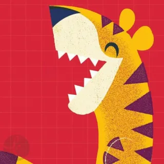 😂 tiger, animal, illustration, cartoon, cute, yellow, red whatsapp sticker