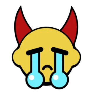 😭 emoji, diabo, chorando, triste, chifres, amarelo, demônio telegram sticker