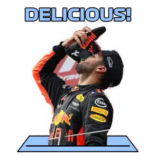 🏎 DELICIOUS! fórmula 1, corrida, daniel ricciardo, delicioso, celebração, champagne telegram sticker