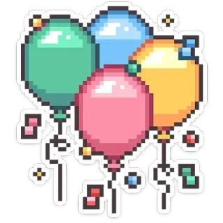 🎈 Pixel art, Bóng bay, Lễ kỷ niệm, Tiệc, Lễ hội, Trang trí telegram sticker