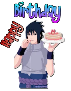 🎂 Sasuke Naruto Birthday Happy urodziny, ciasto, anime, manga, świętowanie, Sasuke, Naruto telegram sticker