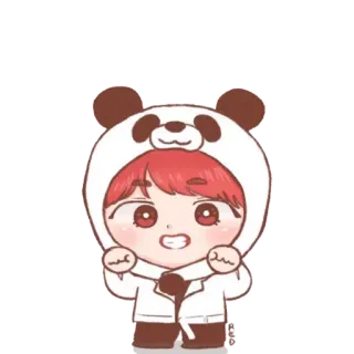 😬 팬더, 귀여운, 카와이, 만화, 치비, 애니, 빨간 머리 telegram sticker