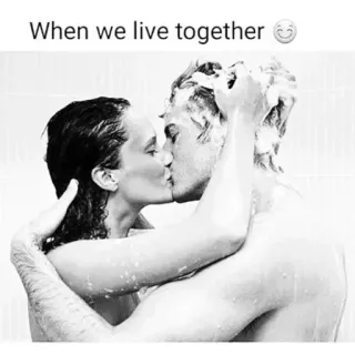 😍 When we live together para, prysznic, pocałunek, miłość, romantyzm telegram sticker