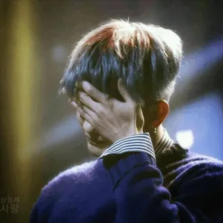 😞 살행동체 사람 person, man, hair, blue hair, Korean whatsapp sticker
