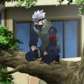 🥷 Kakashi Naruto anime, kakashi, ninja, tree, squatting, hidden leaf village telegram sticker