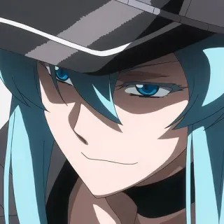 😏 Esdeath Akame ga Kill! Anime, Esdeath, Akame Ga Kill, Postać, Portret, Uśmieszek telegram sticker