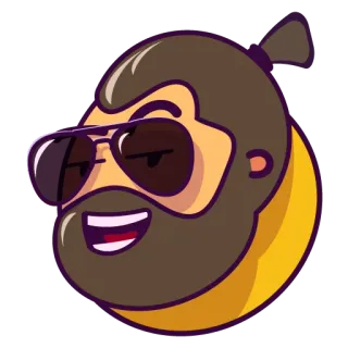 😎 homem, óculos de sol, barba, sorriso, desenho animado, legal, hipster telegram sticker