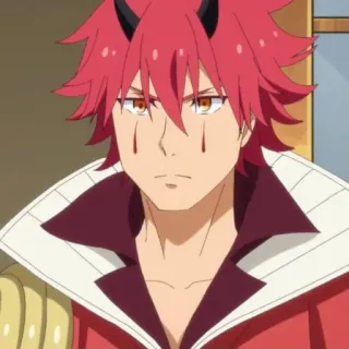😠 Diablo That Time I Got Reincarnated as a Slime Anime, Diablo, Démon, Cornes, cheveux roux telegram sticker