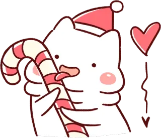 😛 猫, クリスマス, キャンディケイン, ハート, 可愛い, 冬, ホリデー telegram sticker