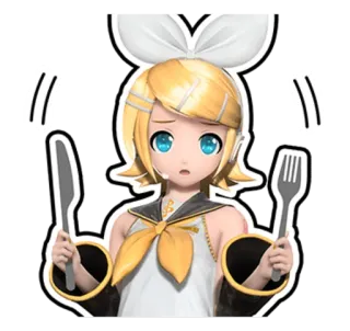 🍴 Rin Kagamine Anime, Vocaloid, Essen, Gabel, Messer telegram sticker