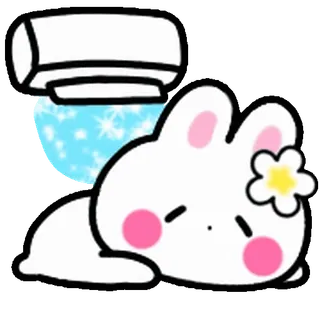 ⭐ 토끼, 귀여운, 카와이, 에어컨, 꽃, 편안한 telegram sticker