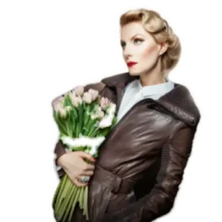 💐 Frau, Blumen, Porträt, Tulpen, Mode, Schönheit, Elegant telegram sticker