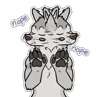 👎 nope nope wolf, dier, cartoon, schattig, nee telegram sticker