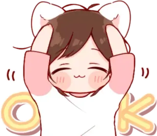 🙆 OK โอเค, อนิเมะ, น่ารัก, ผู้หญิง, การ์ตูน, อนุมัติ telegram sticker