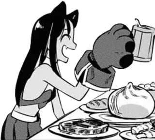 🍺 Anime, Comida, Chica, Manga, Orejas de gato, Comiendo telegram sticker
