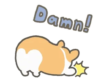 😱 Damn! corgi, anjing, lucu, bokong, lucu, stiker telegram sticker