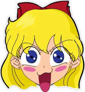 😋 Sailor Venus Sailor Moon anime, manga, cartoon, sailor venus, sailor moon, cute, funny face whatsapp sticker