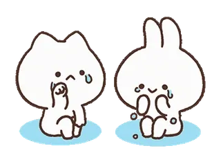 😢 แมว, กระต่าย, การ์ตูน, ร้องไห้, นิ้วกลาง telegram sticker