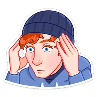 😳 suy nghĩ, bối rối, lo lắng, căng thẳng, bực bội, buồn bã, người, hoạt hình telegram sticker