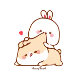 ♥ lindo, animales, dibujos animados, abrazando, cariñoso, conejo, hámster whatsapp sticker