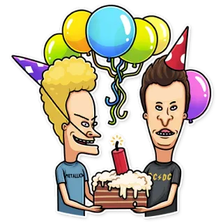 🥳 Beavis and Butthead Мультфильм, День рождения, Торт, Вечеринка, Бивис и Баттхед telegram sticker