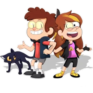 😁 Dipper Pines Gravity Falls การ์ตูน, ฝาแฝด, ดิปเปอร์, เมเบล, แมวดำ telegram sticker