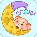 😴 СПОКИ hamster, moon, sleepy, cute, cartoon, night telegram sticker
