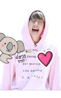 🤪 มากกก ขา!!! EVOLD 801 MATEO LOS ANGELES CA 90021 man, pink, hoodie, koala, heart, happy, korean, cheerful telegram sticker