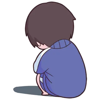 😒 anime, sad, sitting, crying, emotional, depression telegram sticker