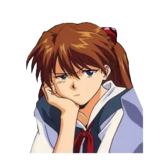 😒 Asuka Langley Soryu Neon Genesis Evangelion animé, dessin animé, fille, personnage, Asuka, expression, Evangelion whatsapp sticker