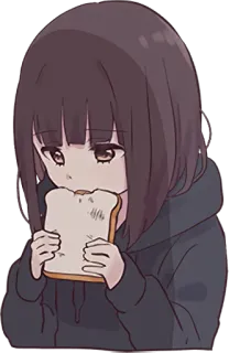 🥪 Anime, Meisje, Eten, Brood, Schattig, Sticker whatsapp sticker