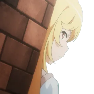 🙄 Anime, Chica, Pelo rubio, Pared de ladrillo whatsapp sticker