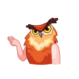 😄 gufo, mani umane, divertente, uccello, animale telegram sticker