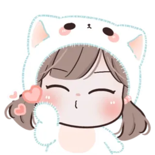 🍥 fofo, desenho animado, gato, garota, corações, amor whatsapp sticker