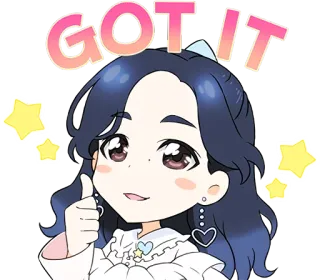 🌟 GOT IT słodkie, anime, dziewczyna, gwiazdy, akceptacja, ok, kreskówka telegram sticker