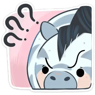 🤨 koń, zwierzę, kreskówka, pytanie, zmieszany, naklejka, emoji whatsapp sticker