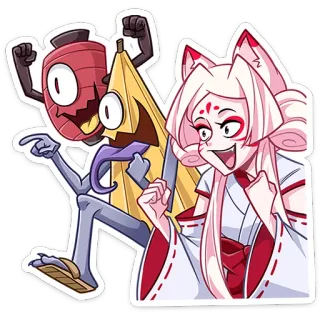 😱 dessin animé, animé, personnage, autocollant, rouge, blanc, illustration, mignon telegram sticker