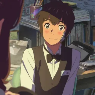 🍣 Taki Tachibana Your Name 立花 Anime, Garçon, Serveur, Personnage, Souriant telegram sticker
